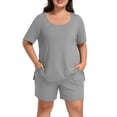 thumbnail image 1 of Daystry Womens Plus Size Pajama Sets 2 Piece Summer Short Sleeve Tops Shorts with Pockets for Lounge Sleepwear L-4XL, 1 of 9