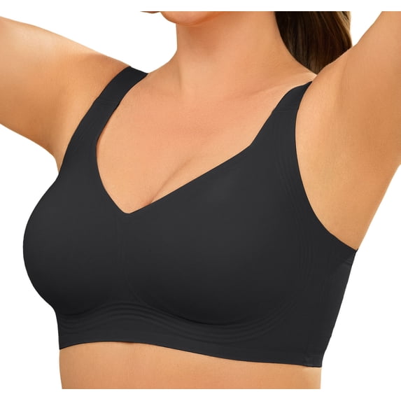 Daystry Womens Plus Size Wireless Bra Supportive Seamless Bras Full Coverage Push Up Comfortable No Underwire Tshirt Bras