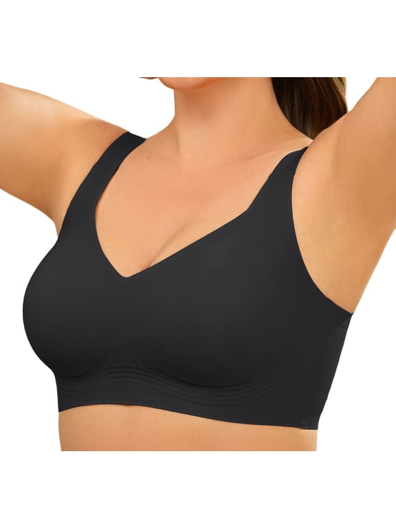 Womens Plus Size Wireless Bra Supportive Seamless Bras Full Coverage Push Up Comfortable No Underwire Tshirt Bras