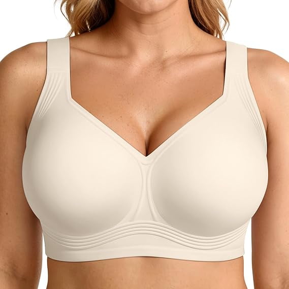 Daystry Womens Plus Size Wireless Bra Supportive Seamless Bras Full Coverage Push Up Comfortable No Underwire Tshirt Bras