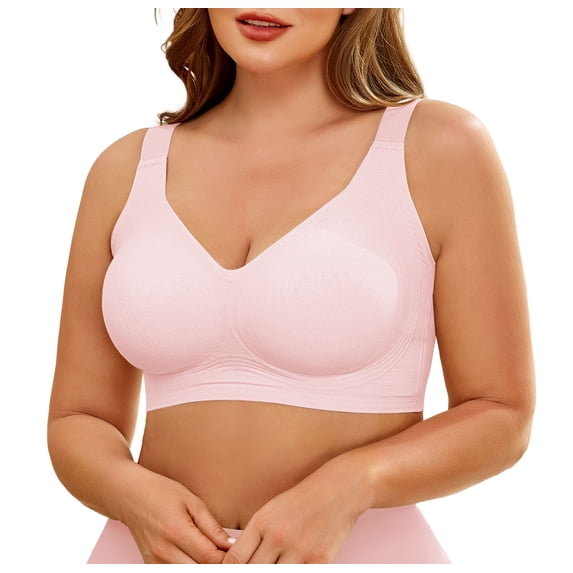 Daystry Womens Plus Size Wireless Bra Supportive Seamless Bras Full Coverage Push Up Comfortable No Underwire Tshirt Bras