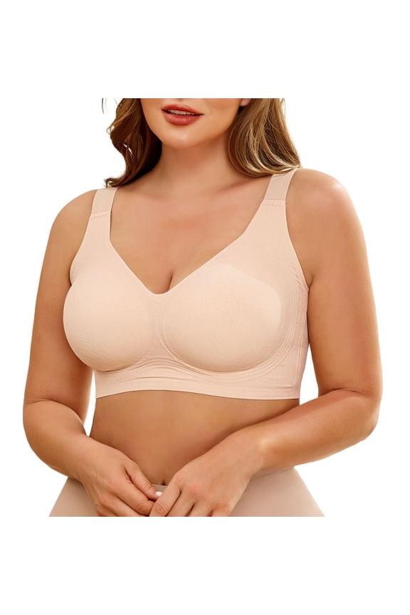 Womens Plus Size Wireless Bra Supportive Seamless Bras Full Coverage Push Up Comfortable No Underwire Tshirt Bras