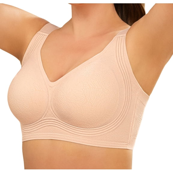 Daystry Womens Plus Size Wireless Bra Supportive Seamless Bras Full Coverage Push Up Comfortable No Underwire Tshirt Bras