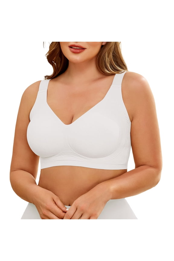 Womens Plus Size Wireless Bra Supportive Seamless Bras Full Coverage Push Up Comfortable No Underwire Tshirt Bras