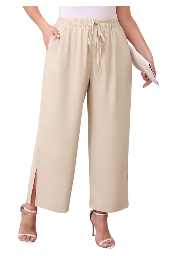 Womens Plus Size Wide Leg Lounge Pants High Waisted Drawstring Casual Lightweight Loose palazzo pants with Pockets