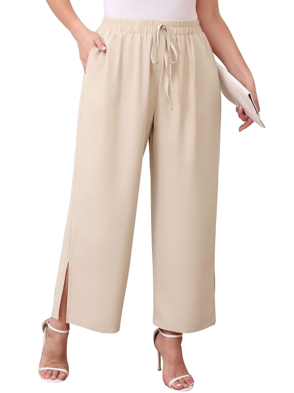 Womens Plus Size Wide Leg Lounge Pants High Waisted Drawstring Casual Lightweight Loose palazzo pants with Pockets