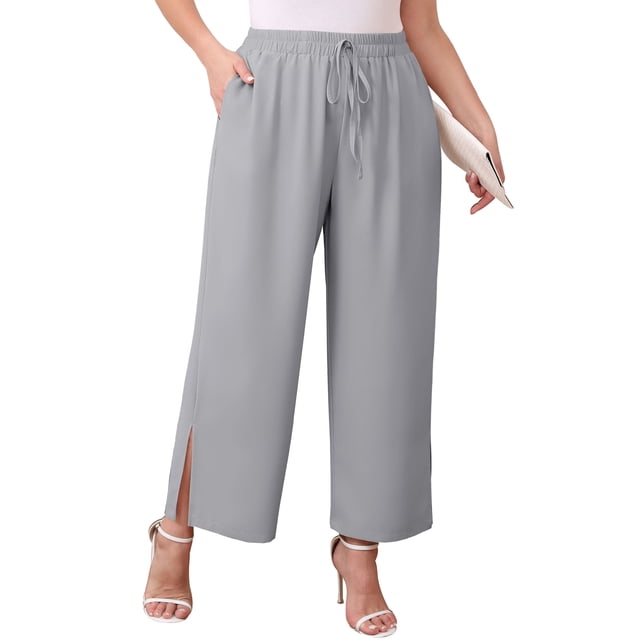 Daystry Womens Plus Size Wide Leg Lounge Pants High Waisted Drawstring Casual Lightweight Loose palazzo pants with Pockets