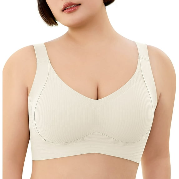 Daystry Womens Wireless Bras Full Coverage Comfortable Seamless Everyday Bras Soft Light Support Bras