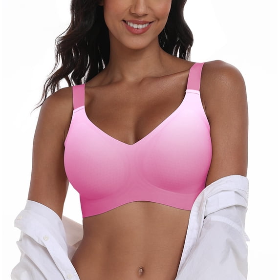 Daystry Womens Wireless Bras No Underwire Push Up Bra Comfort Seamless Supportive Full Coverage Everyday Bras Gradient Color with Bra Extender