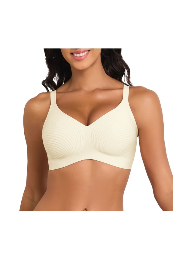 Womens Wireless Stripe Bras No Underwire Push Up Bra Comfort Seamless Supportive Full Coverage Everyday Bras without padding