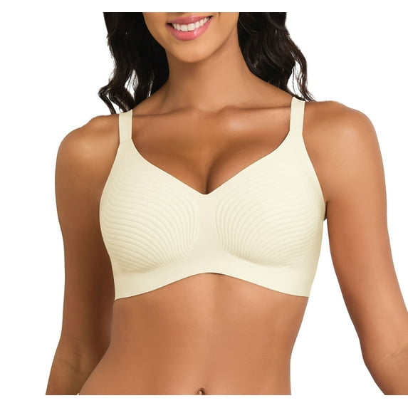 Daystry Womens Wireless Stripe Bras No Underwire Push Up Bra Comfort Seamless Supportive Full Coverage Everyday Bras without padding