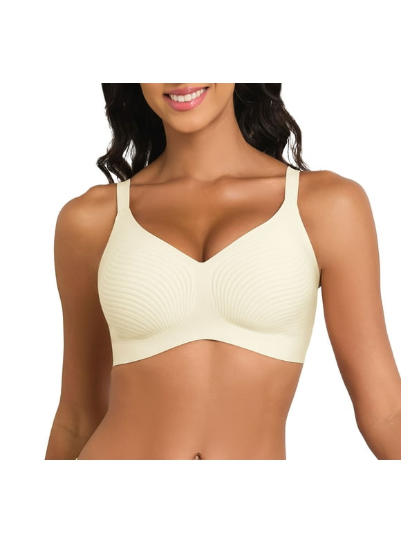 Womens Wireless Stripe Bras No Underwire Push Up Bra Comfort Seamless Supportive Full Coverage Everyday Bras without padding