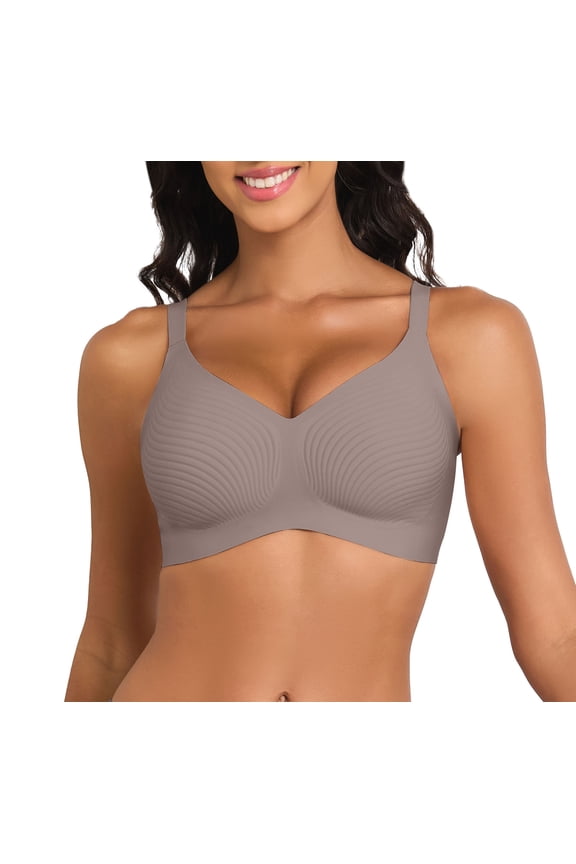 Womens Wireless Stripe Bras No Underwire Push Up Bra Comfort Seamless Supportive Full Coverage Everyday Bras without padding