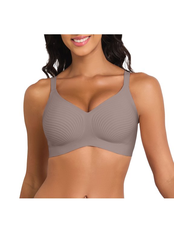 Womens Wireless Stripe Bras No Underwire Push Up Bra Comfort Seamless Supportive Full Coverage Everyday Bras without padding