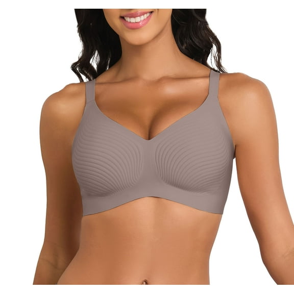 Daystry Womens Wireless Stripe Bras No Underwire Push Up Bra Comfort Seamless Supportive Full Coverage Everyday Bras without padding