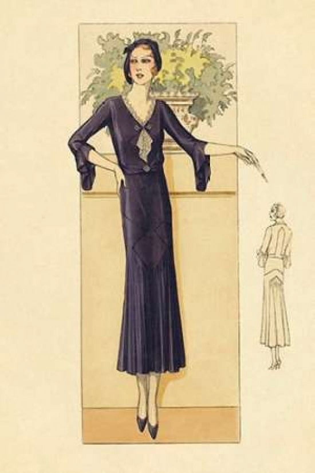 Daytime Dress in Navy Canvas Art - Vintage Fashion (24 x 36)