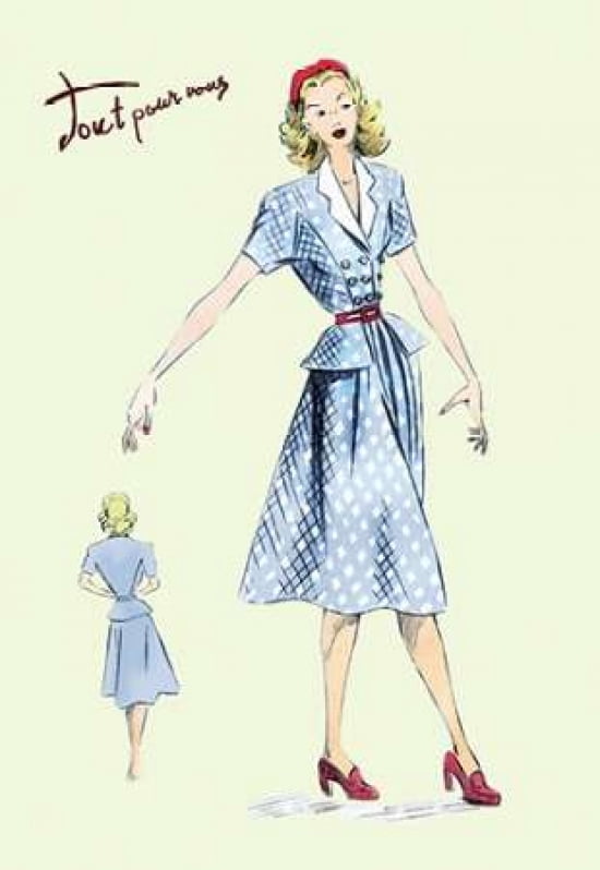 Daytime Dress in Plaid 1947 Canvas Art - Unknown (24 x 36)