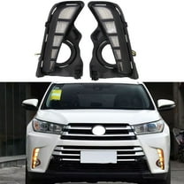 Daytime Running Light DRL for Toyota Highlander 2017 2018 2019, LED Switchback Dynamic White DRL Amber Turn Signal Light, Fog Light Assembly Fog Light Lamp Front Bumper Light