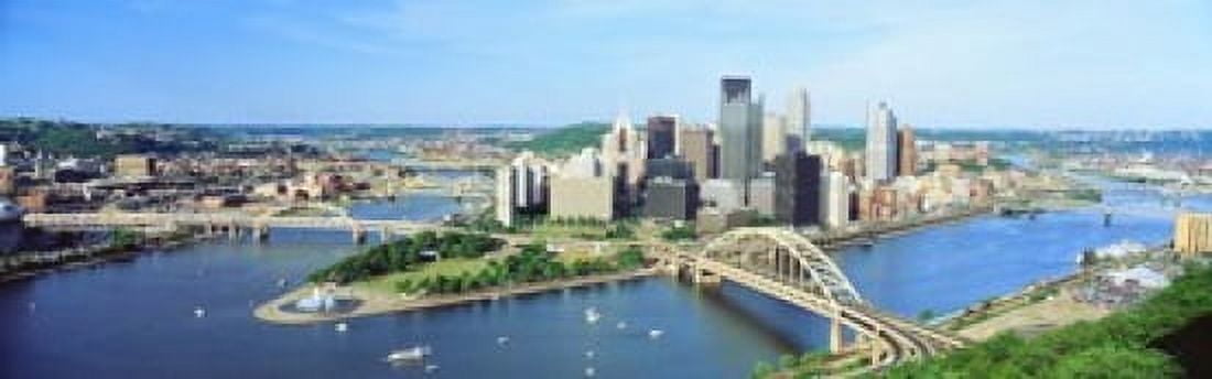 Daytime Skyline With The Delaware River Pittsburgh Pennsylvania USA Canvas Art - Panoramic Images (18 x 6)