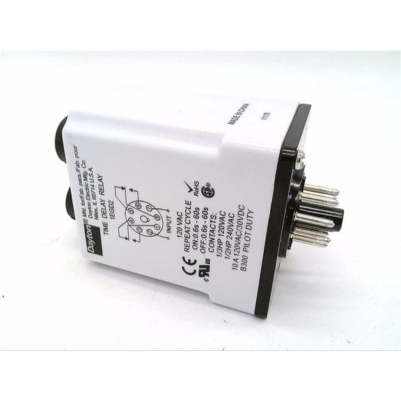 Dayton 1EGD2 Time Delay Relay, 120Vac/Dc, 10A, Dpdt CA2