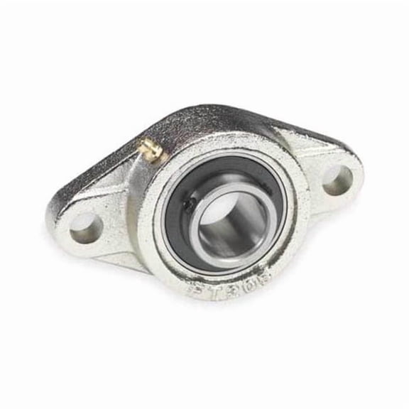 2 Holes, Rhombus Housing, 2 Bolt Flange Bearing, Radial Ball, 1 in Dia, Cast Iron, Set Screw