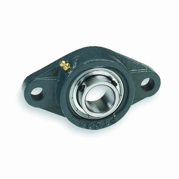 2 Holes, Rhombus Housing, 2 Bolt Flange Bearing, Radial Ball, 2 in Dia, Cast Iron, Set Screw