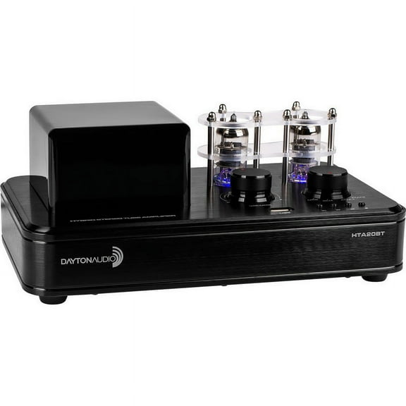 Dayton Audio HTA20BT Hybrid Stereo Tube Amplifier with Bluetooth 4.2 USB Aux Inputs Headphone Sub Out