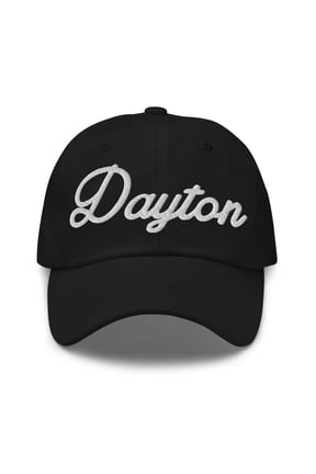 Dayton Baseball Cap Dayton Dad Hat Bold Script California CA Hat Embroidered Souvenir Gift Black