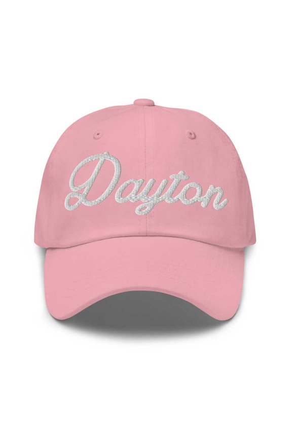Dayton Baseball Cap Dayton Dad Hat Bold Script California CA Hat Embroidered Souvenir Gift Pink