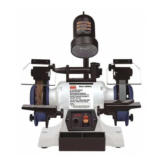 Dayton Bench Grinder, 6 in Max. Wheel Dia, 60 Grinding Wheel Grit 400H42