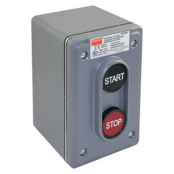 Dayton Control Station, 2 Push Buttons, Blk/Red 20C801