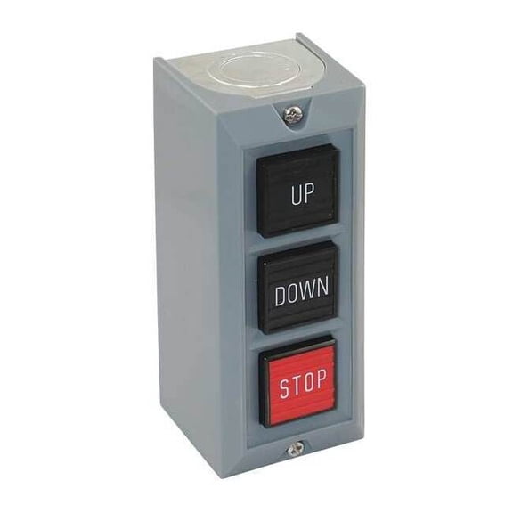 Dayton Control Station, 3 Push Buttons, Blk/Red 20C799