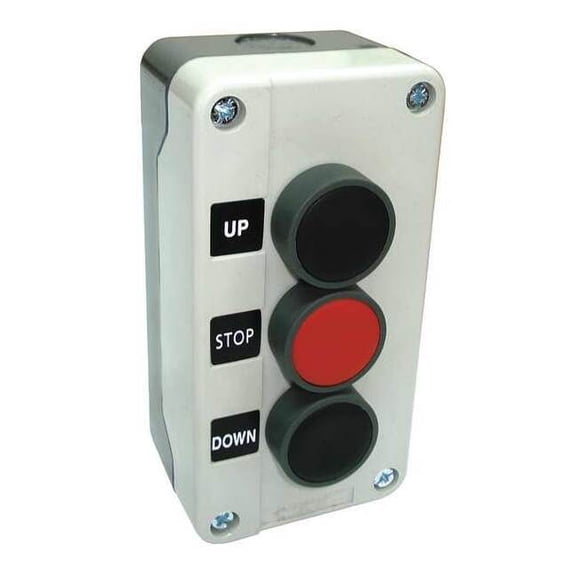 Dayton Control Station, 3 Push Buttons, Blk/Red 32W273
