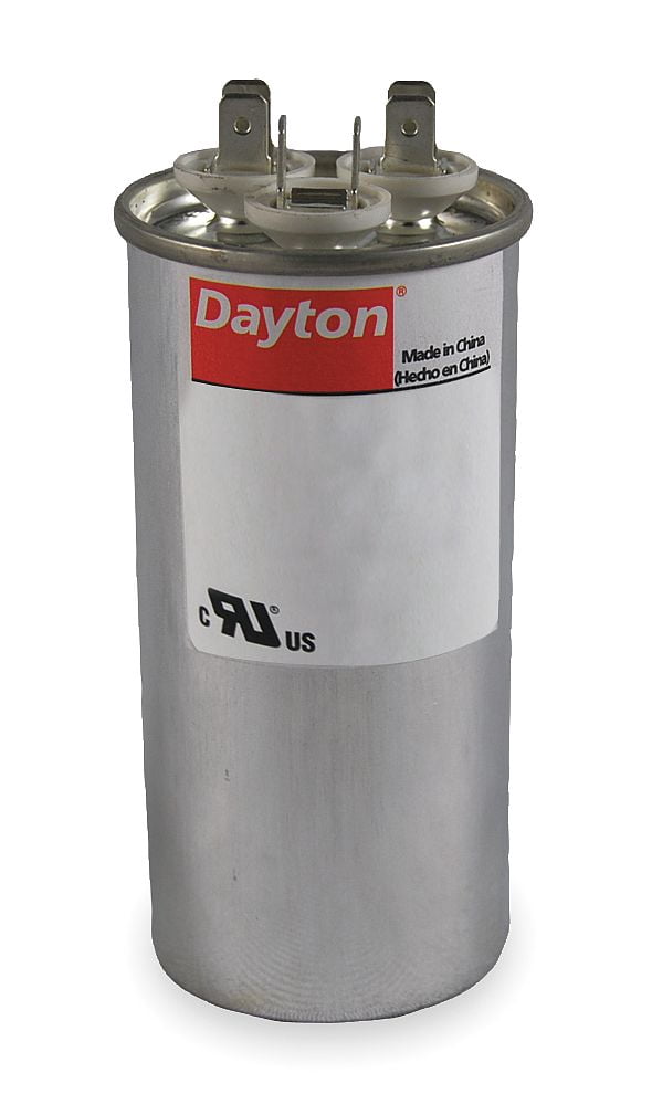 Dayton Round Motor Dual Run Capacitor, 45/3 Microfarad Rating, 440VAC Voltage - 6FLT4