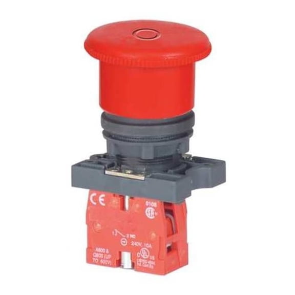 Dayton Emergency Stop Push Button, 22 mm, 1NC, Red 30G248