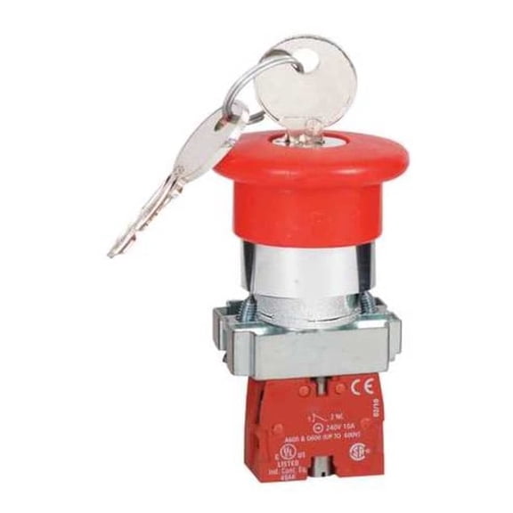 Dayton Emergency Stop Push Button, 22 mm, 1NC, Red 30G257