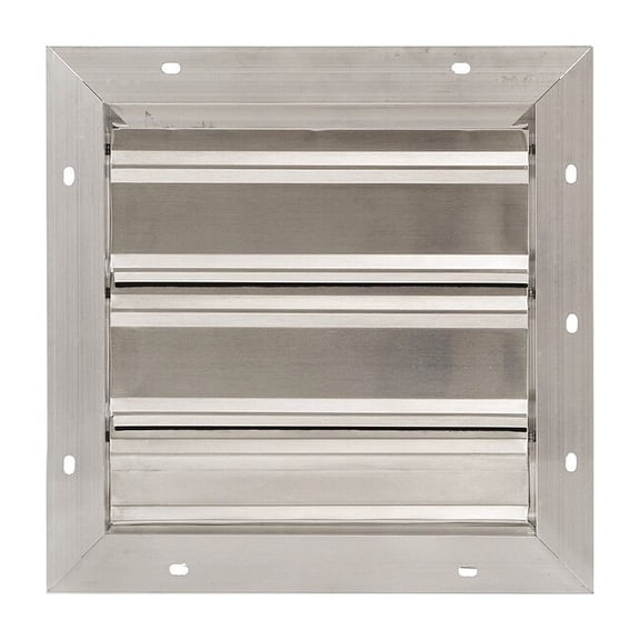 12 in 15"H-W 5 1/4"L Aluminum Backdraft Damper, 12-1/2 in x 12-1/2 in, Aluminum