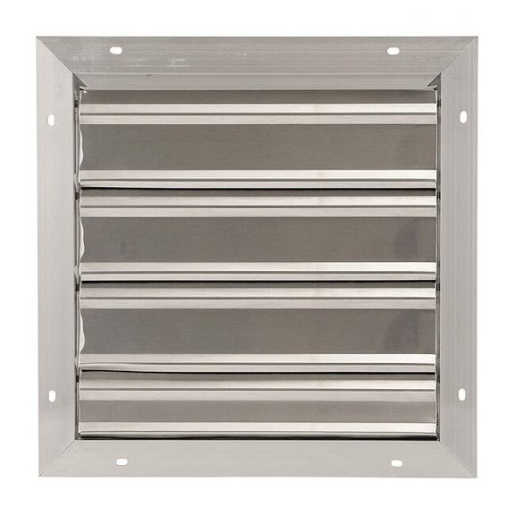 16 in 19"H-W 5 1/4"L Aluminum Backdraft Damper, 16-1/2 in x 16-1/2 in, Aluminum