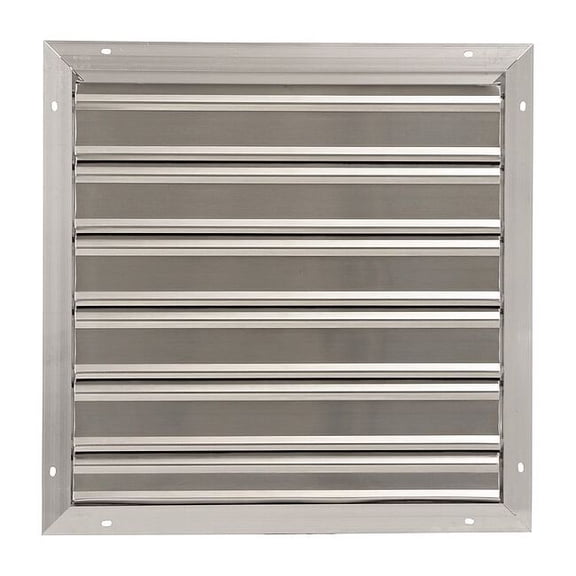 24 in 27"H-W 5.75"L Alu Wall Exhaust Shutter, 24-1/2 in x 24-1/2 in, Aluminum 2FTW6
