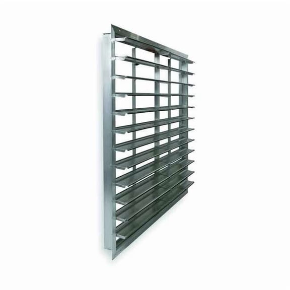 42 in 45"H-W 5.75"L Alu Wall Exhaust Shutter, 42-1/2 in x 42-1/2 in, Aluminum 2FTW1