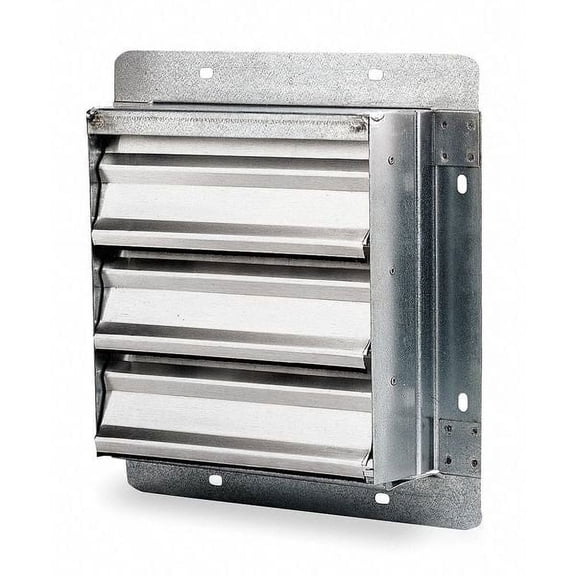 10 in 13"H-W 5.75"L Alu Wall Backdraft Dampr, 10-1/2 in x 10-1/2 in, Aluminum