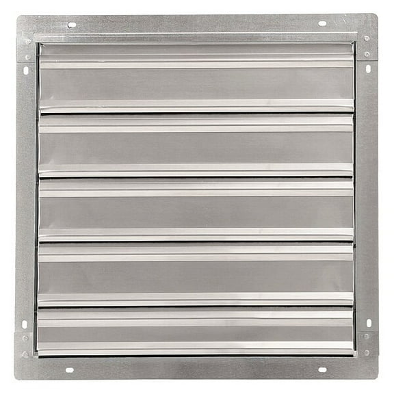 20 in 23"H-W 5.75"L Alu Wall Backdraft Dampr, 20-1/2 in x 20-1/2 in, Aluminum