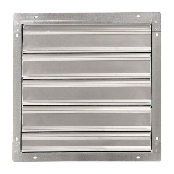 20 in 23"H-W 5.75"L Alu Wall Backdraft Dampr, 20-1/2 in x 20-1/2 in, Aluminum