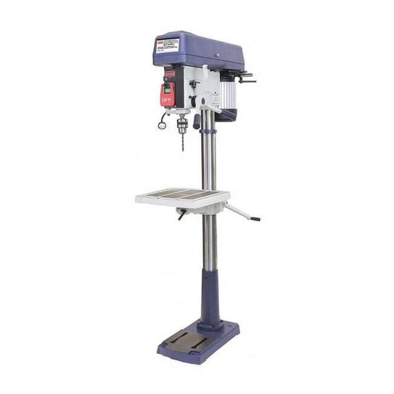 Floor Drill Press, Belt Drive, 1 hp, 115/230V AC V, 17 in Swing, 16 Speed