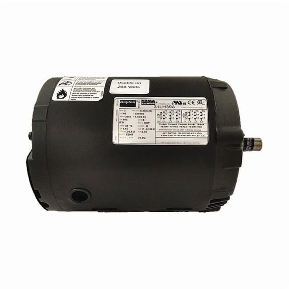 Three-Phase General Purpose Motor, 1/3 HP, 56C Frame, 230/460V AC Voltage, 3510 Nameplate RPM