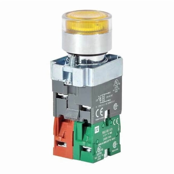 Illuminated Push Button, 22 mm, 1NO/1NC, Yellow 30G203