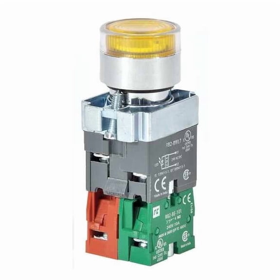 Illuminated Push Button, 22 mm, 1NO/1NC, Yellow 30G207