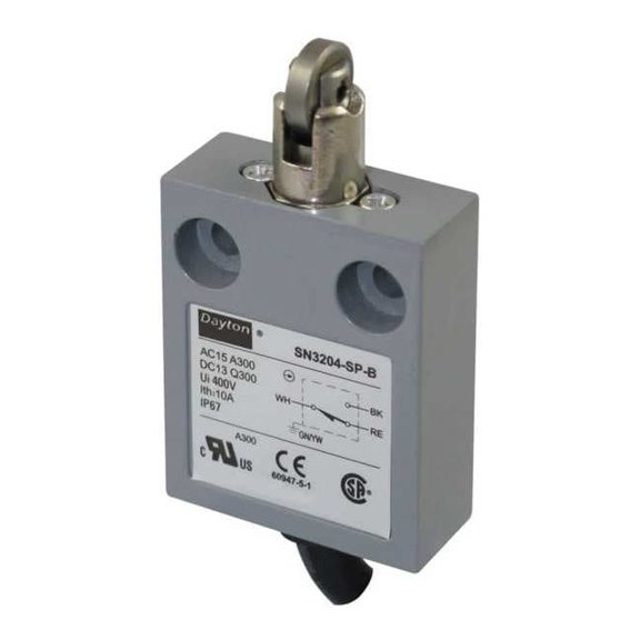 Dayton Limit Switch, Cross Roller Plunger, SPDT 12T934