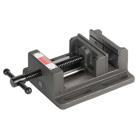 Dayton Drill Press Vise, Fixed Base, 4 in. Jaw W. - 6Z846