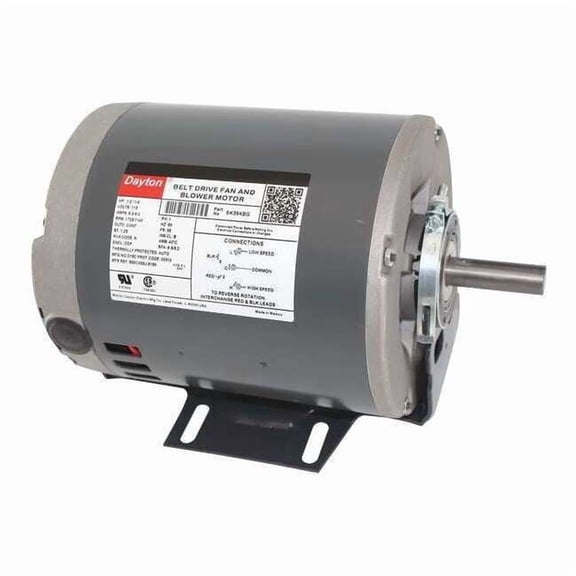 Split-Phase Belt Drive Motor, 1/2, 1/4 HP, 56 Frame, 115V AC Voltage, 1,725/1,140 Nameplate RPM
